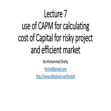 capital asset pricing model for calculating cost of capital for risk for risk...