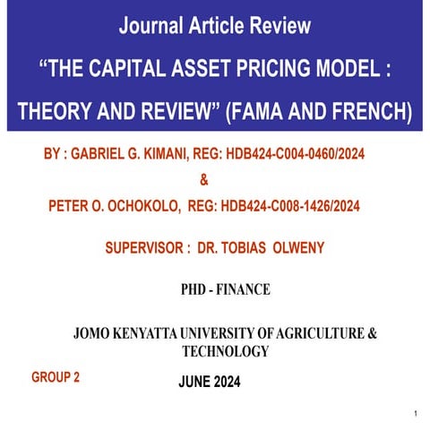 CAPM Theory and Evidence Presentation for academic