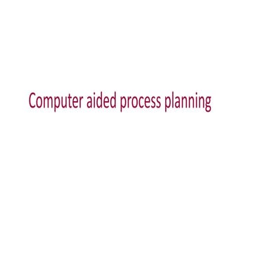 Computer aided process planning