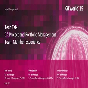 Tech Talk: CA Project and Portfolio Management Team Member Experience