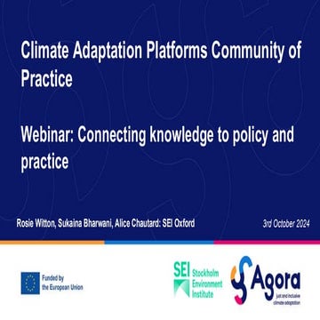 Webinar: Connecting knowledge to policy and practice