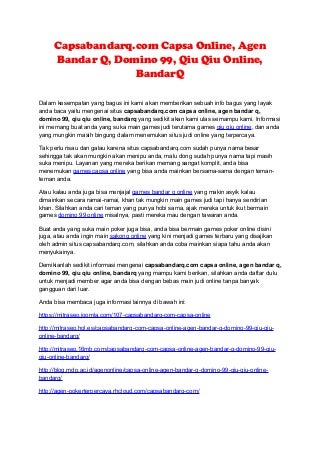 Capsabandarq.com capsa online, agen bandar q, domino 99, qiu qiu online, bandar q