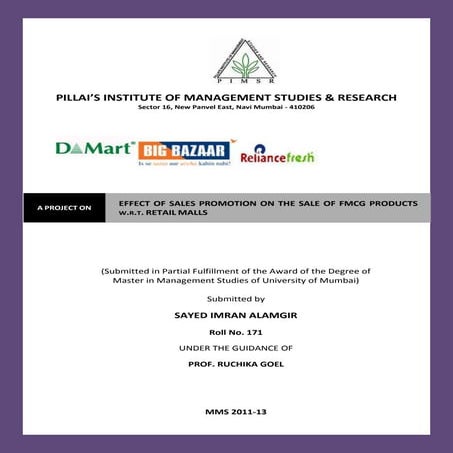 Effect of Sales Promotion on the sale of FMCG products