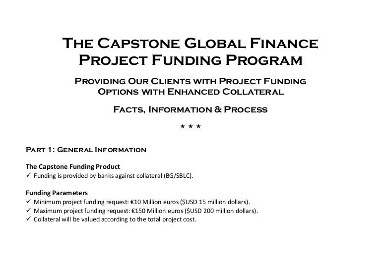 Capstone global finance project funding program facts, information
