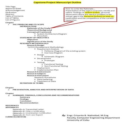 Capstone Project Manuscript Outline for Computer Engineering
