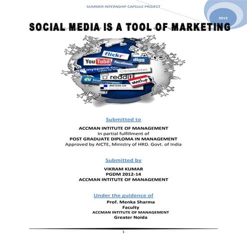 SOCIAL MEDIA AS A TOOL OF MARKETING