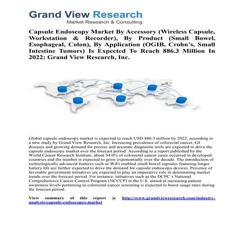Capsule Endoscopy Market Analysis, Growth, Trends To 2022: Grand View Researc...