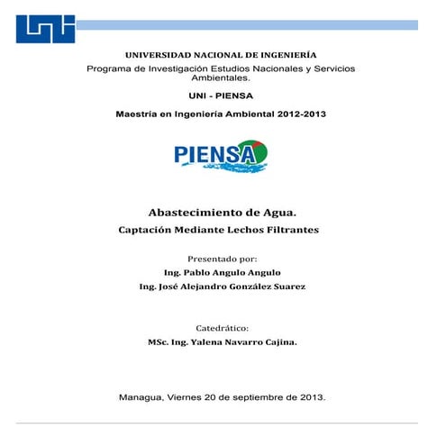 Captacion con lecho filtrante