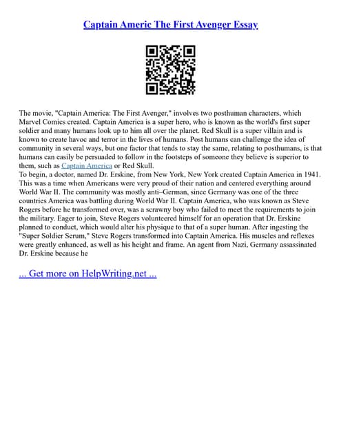 Captain Americ The First Avenger Essay