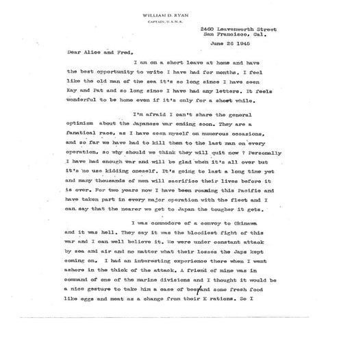 Captain wd ryan letter regarding okinawa wwii | PDF