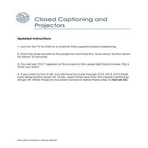 Captioning video projector