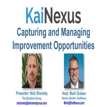 Capturing and Managing Improvement Opportunities