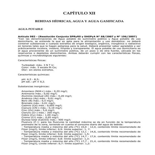 Cap xii codigo alimentario arg