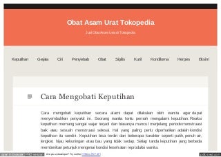 Cara alami mengobati keputihan tidak normal