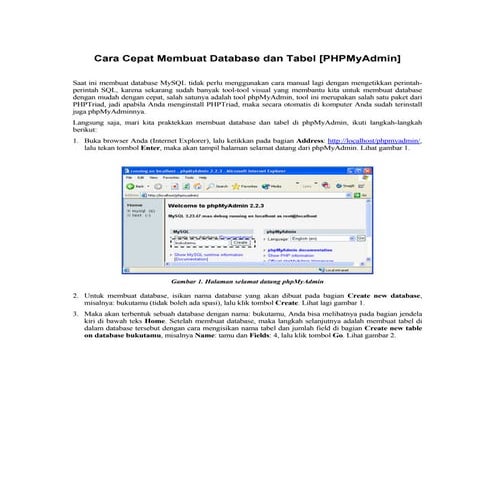 Cara cepat membuat database dan tabel