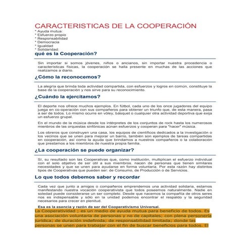 Caracteristicas de la cooperación
