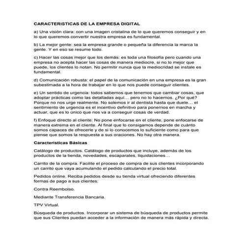 Caracteristicas de la empresa digital