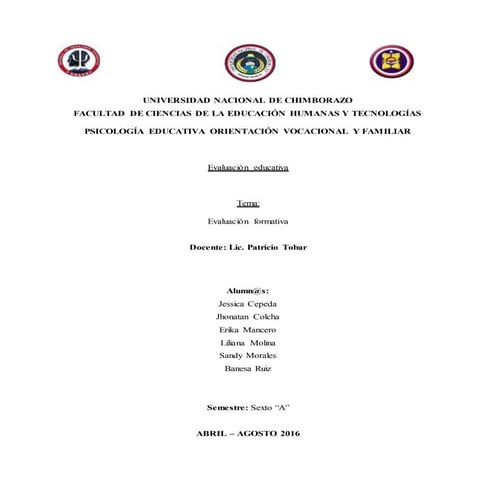 Caracteristicas de la evaluación