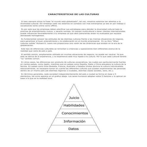 Caracteristicas de las culturas
