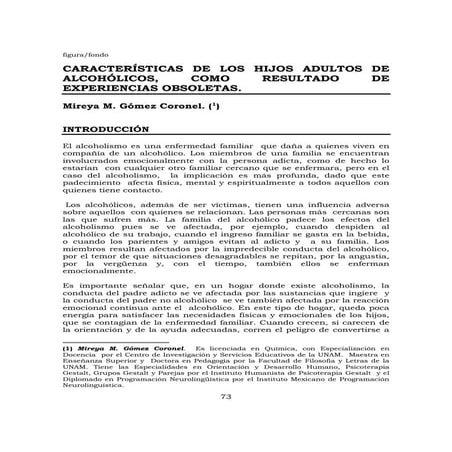 Caracteristicas de los hijos adultos de alcoholicos  como resultado de experiencias obsoletas 0