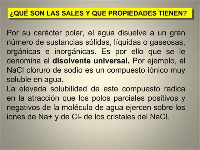 Caracteristicas de sales y enlace ionico