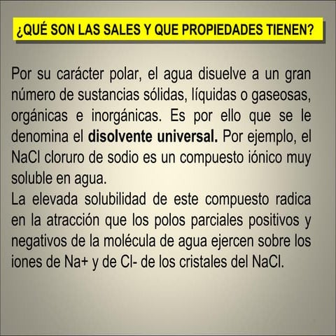 Caracteristicas de sales y enlace ionico