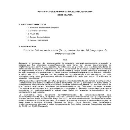 Caracteristicas lenguajes