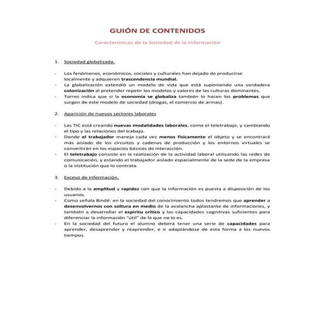 Caracteristicas de la  sociedad de la informacion