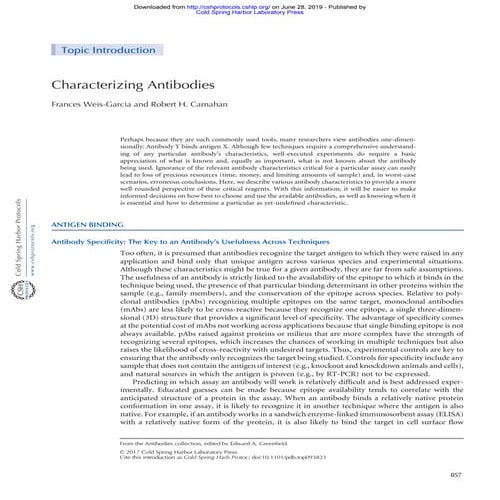 Caracterizacion de anticuerpos