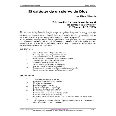 EL CARACTER DE UN SIERVO DE DIOS PARA LAIGLESIA DE HOY | PDF