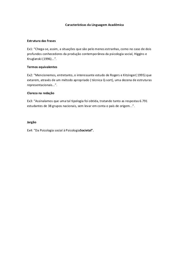 Caracteristicas Da Linguagem Academica