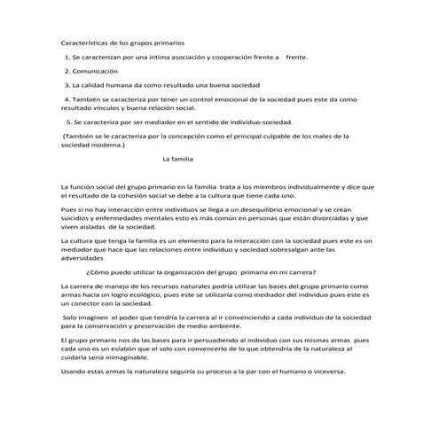 Características de los grupos primarios