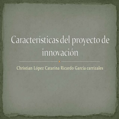 Características del proyecto de innovación