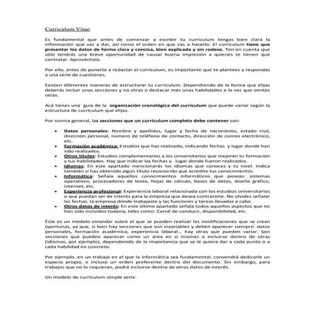 Características de un curriculum