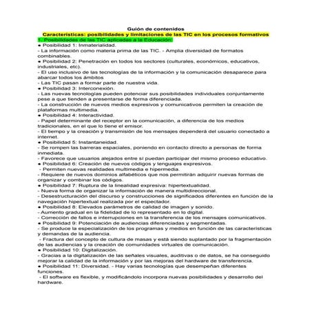 Características  posibilidades y limitaciones de las tic en los procesos form...