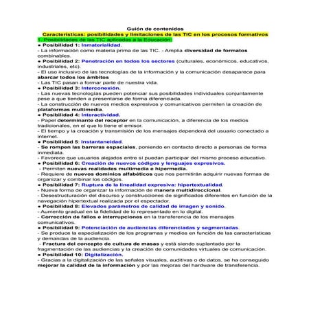 Características  posibilidades y limitaciones de las tic en los procesos form...