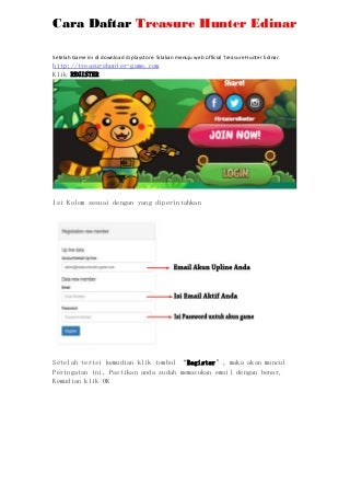 Cara Daftar Akun Treasure Hunter Edinar