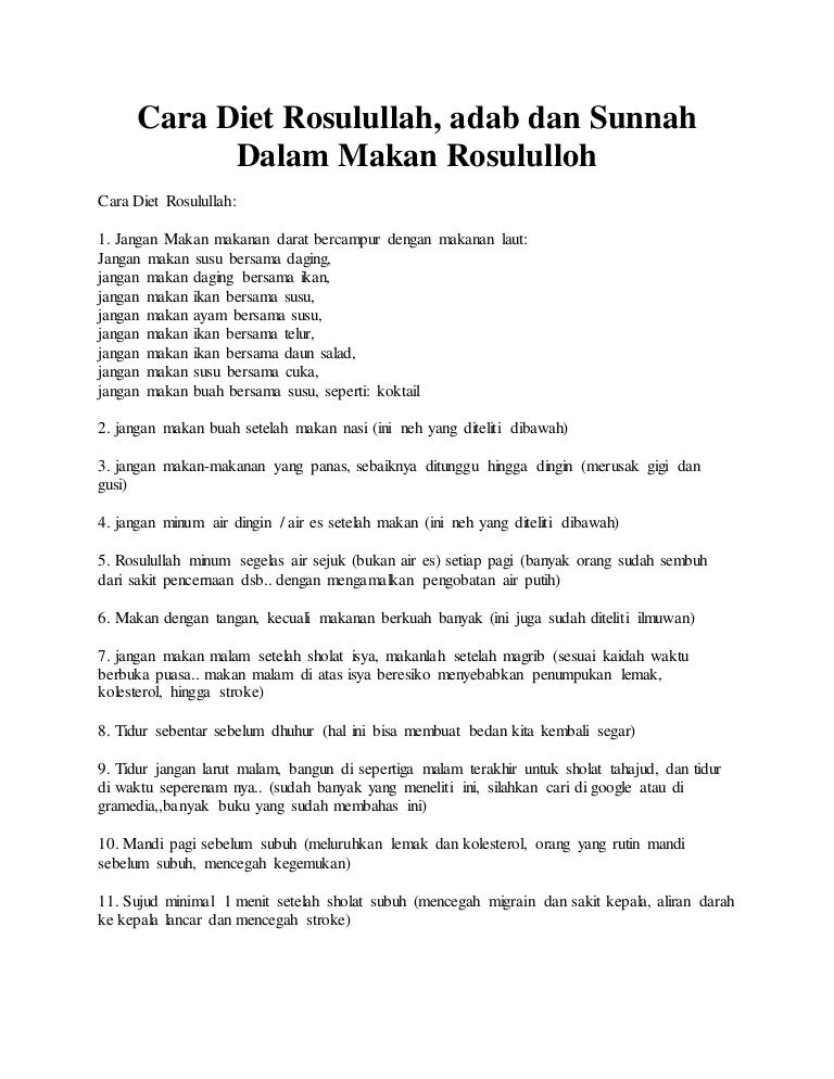 Cara Diet Rosulullah