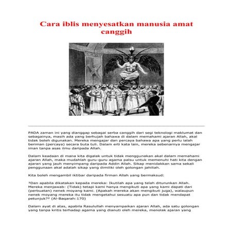 Cara iblis menyesatkan manusia amat canggih