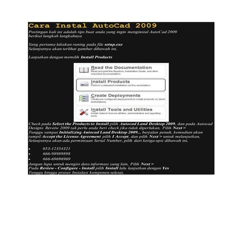 Cara instal auto cad 2009