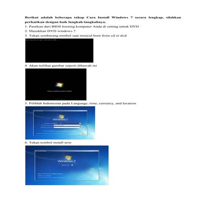Cara install windows 7