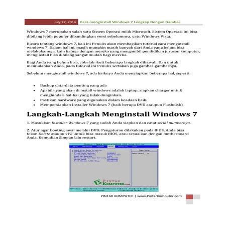 Cara install windows 7 lengkap dengan gambar