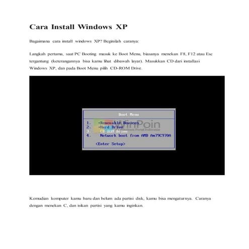 Panduan Cara Menginstall Windows Xp Sp3 Untuk Pemula Lengkap Dengan Gambar | PDF