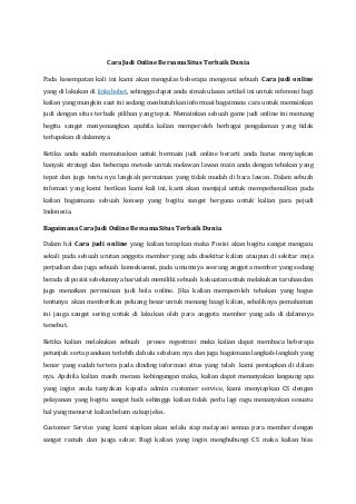 Cara judi online bersama situs terbaik dunia
