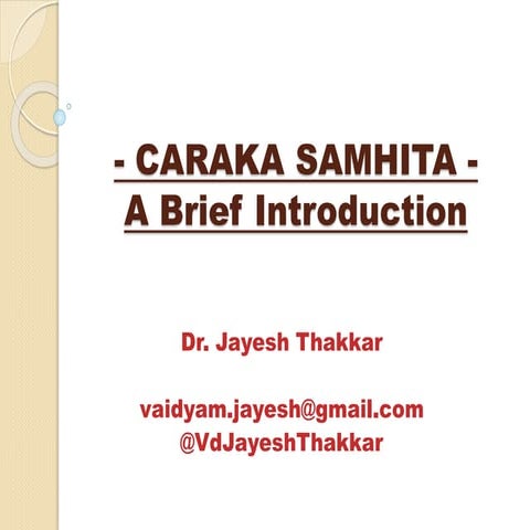 Caraka Samhita Brief introduction
