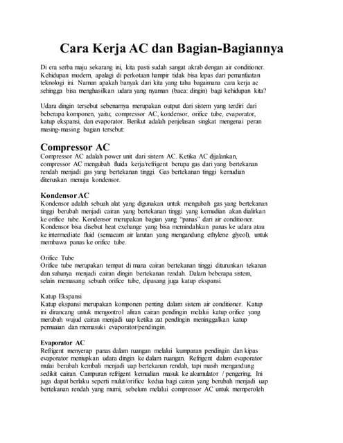 Cara kerja ac dan bagian