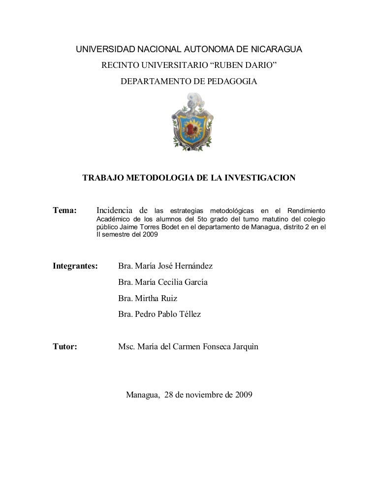 Estrategias metodologicas en el rendimiento academico