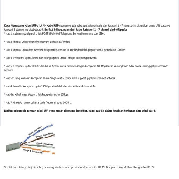 Cara memasang kabel UPT / LAN