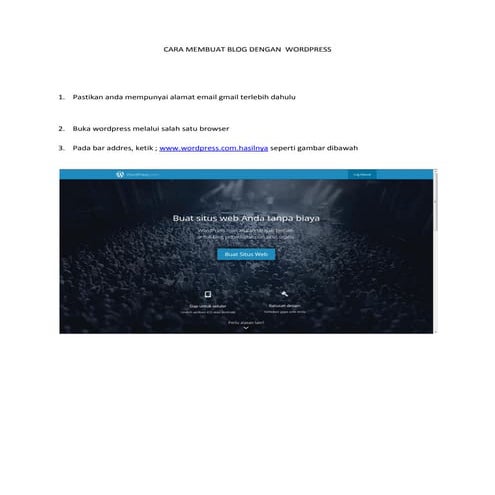 Cara membuat blog dengan  wordpress