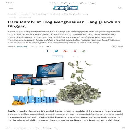 Cara membuat blog menghasilkan uang [panduan blogger]